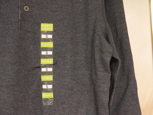 NWT EDDIE BAUER MENS SMALL NAVY HEATHER PREMIUM L/S THERMAL HENLEY NECK SHIRT - Picture 5 of 5