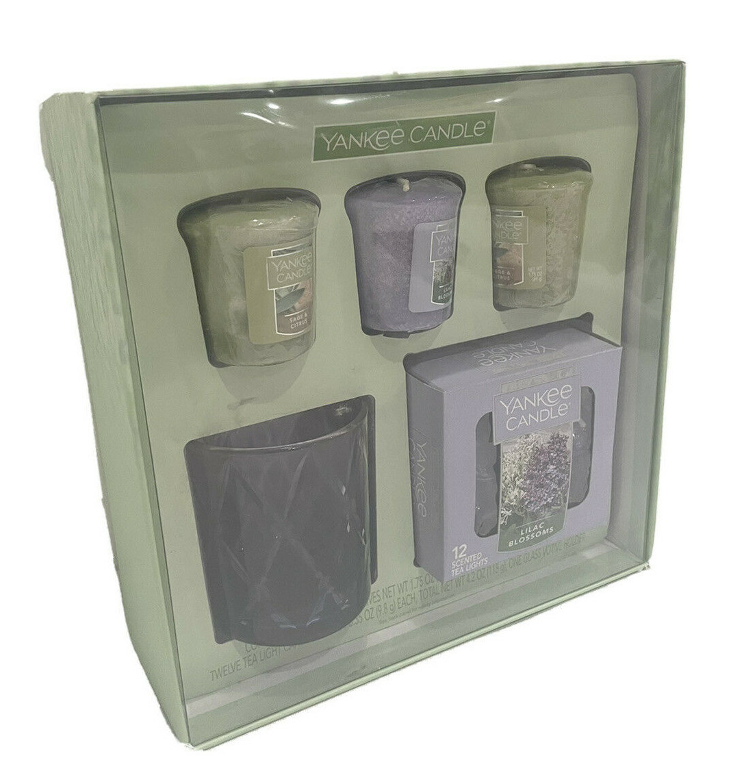 Yankee Candle Lilac Blossoms Sage Citrus Votive Floral Tea Light Holder