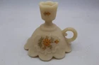 Vintage Fenton Artist Signed Hand Painted Cameo Glass Candlestick Holder