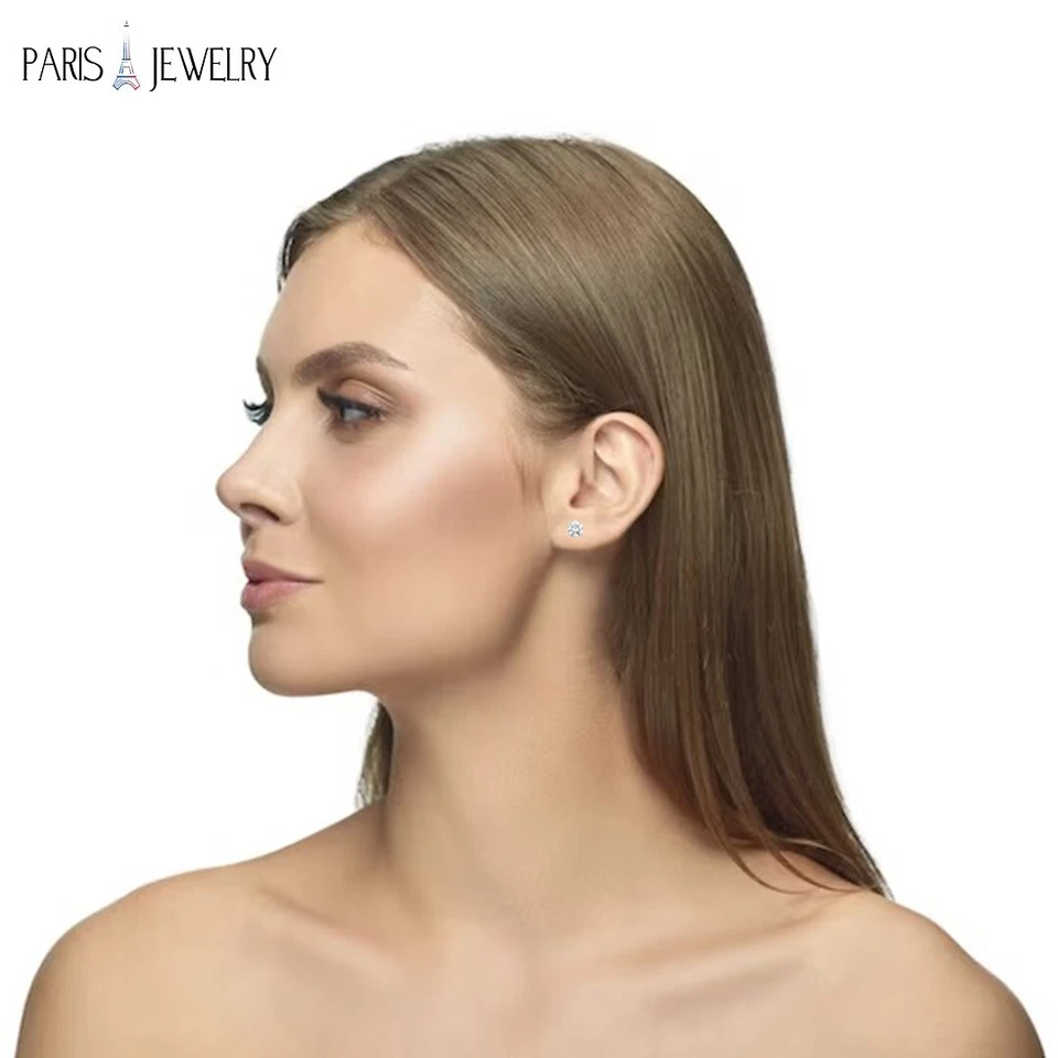 14k Rose Gold 1/4 Carat Created Diamond Round 4 Prong Solitaire Earrings 4mm - Image 4 of 4