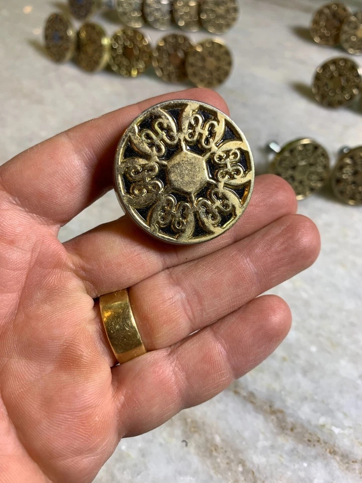 Vintage Mid Century 1960s 60s 1970s 70s Gold Enamel Drawer Knob Pull Knobs Pulls - Image 2 of 4