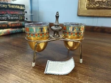 Wolfschmidt Vodka Shot Glass Mid Century with Caddy or Stand 