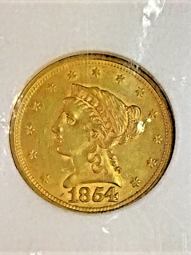 1854 G$2.5 LIBERTY HEAD GOLD QUARTER EAGLE ~ NGC MS61