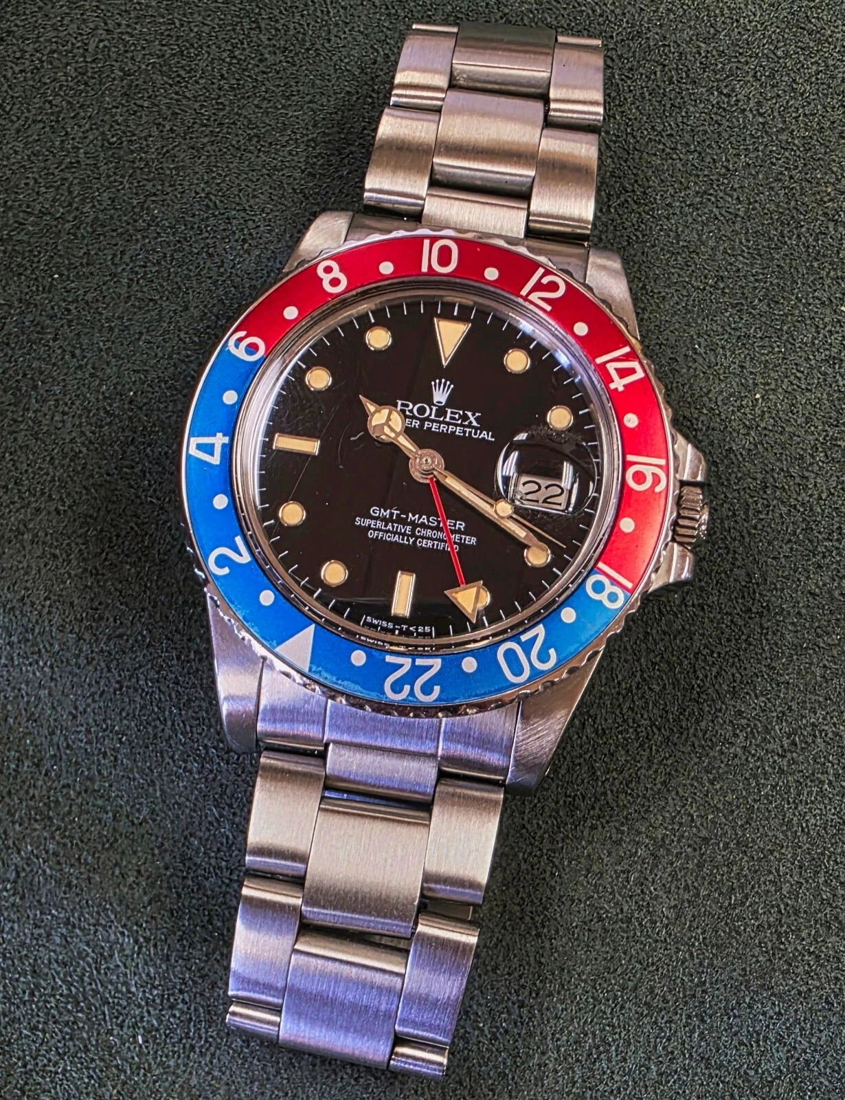 1984 ROLEX S/S 16750 GMT-MASTER II SPIDER DIAL PEPSI BEZEL AUTOMATIC CHRONOMETER