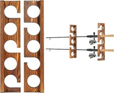 Fishing Rod Holder for Wall, Solid Wood Wall Mount Fishing Rod Rack for 5 Poles
