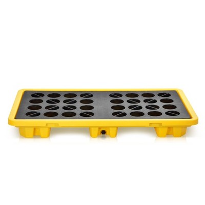Drum Spill Containment Pallet 50x26x5.9'' 5000Lbs HDPE Modular Tray Yellow