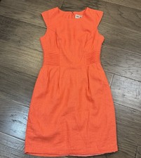 ASOS Vibrant Coral Linen Blend Dress Size 6 Sheath Cap Sleeve