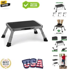 Foldable Step Stool, Adjustable Step Stool with a Non-Slip Platform, Step Lad...