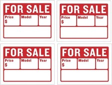 Car For Sale Sign for and Vehicles Auto Sales Size 9" medium, white - red