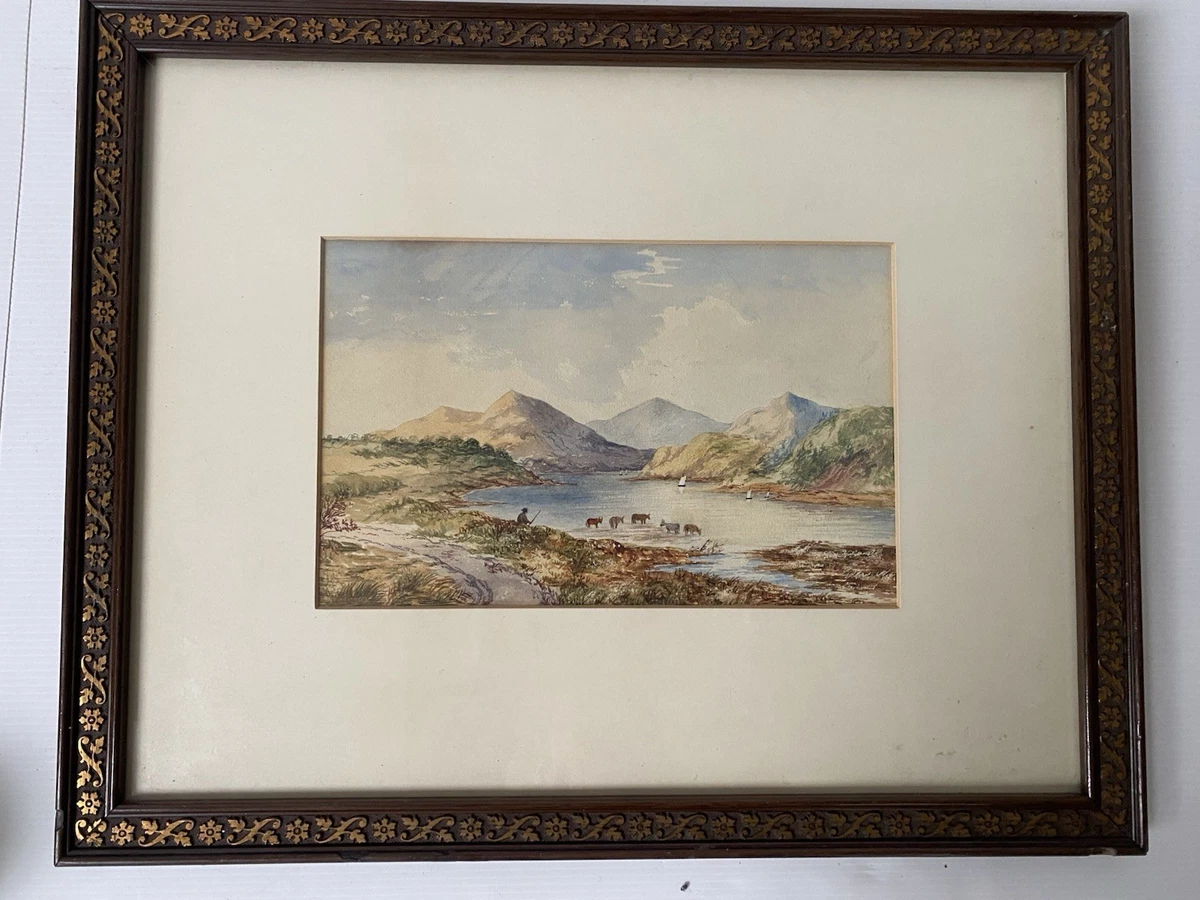 Tableau Ancien Aquarelle Originale - Keswick Mont Lake District - XIXe Siècle (avant 1900)