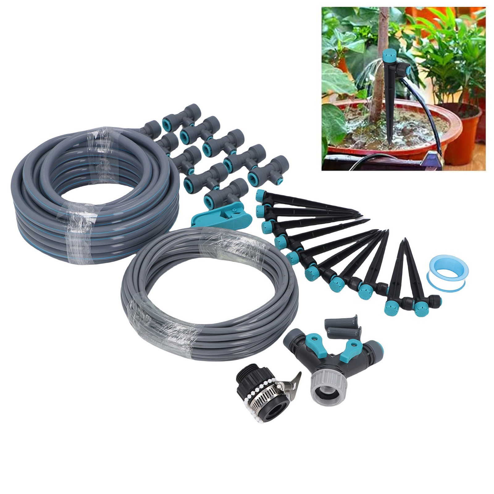»HG Drip Irrigation System 32.8FT 8 Holes Adjustable Precise Misting Drip