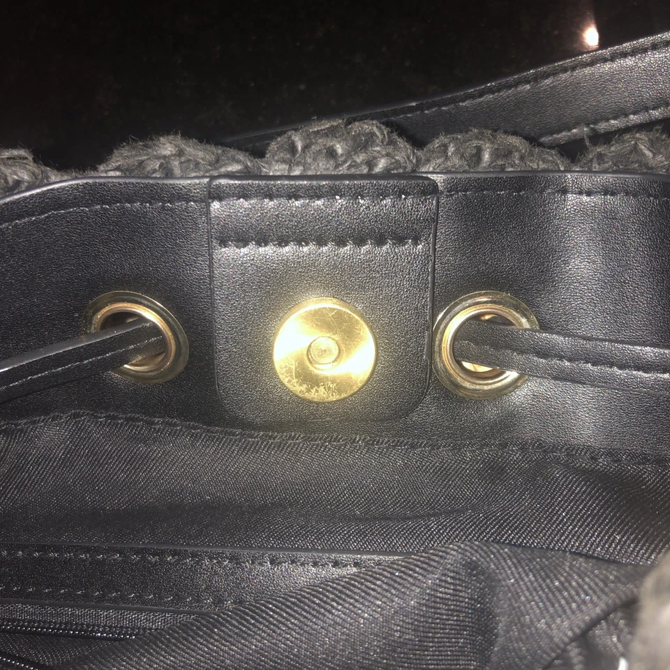 Marks and Spencer Small Straw Black Mix drawstring bag with long and short strap - Image 2 of 4