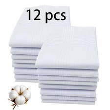 16x16 Inch Handkerchiefs for Men 100 Soft Cotton White Hankie Handkerchief