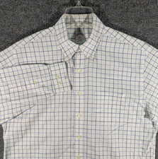 Brooks Brothers 346 Men s Large Button Shirt Blue White Check Non-Iron Pocket