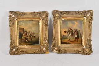 O27L12 2 Small Baroque Old Master Paintings Beggars Italy 18th Century