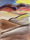 Original Acrylic Landscape 11x14 Canvas Painting Brown Hills Blue Sky Modern