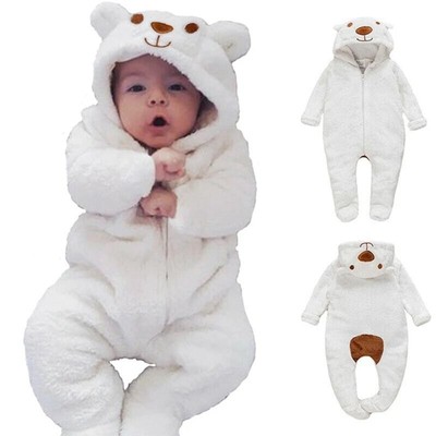 Newborn Baby Romper Jumpsuit Boy Girl Kids Bear Hooded Bodysuit Clothes Outfits
