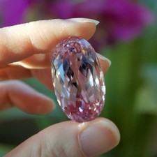 71.42 Carat Oval Pink Kunzite Faceted Gemstone