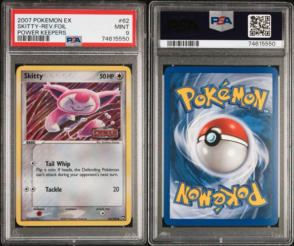 2007 POKEMON EX POWER KEEPERS #62 SKITTY REV FOIL REVERSE HOLO PSA 9 - Image 3 of 3