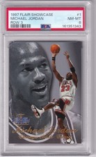 Michael Jordan 1997 Flair Showcase #1 ROW 3 HOF PSA 8 Chicago Bulls