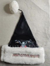Santa's Best Flux Leather Santa Claus Motorcycle Hat Adult Size 100% Polyester 