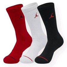 3 Pairs Nike Air Jordan Everyday Crew Socks Size Large 8-12 Red Black White