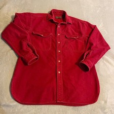 Vintage Eddie Bauer Red Cotton Long Sleeve Button Up Shirt Men's Medium Outdoor