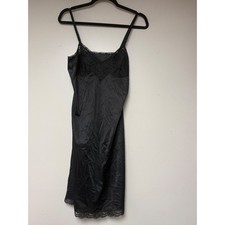 Vanity Fair Black Lace Trimmed Slip Dress Size 34 feminine