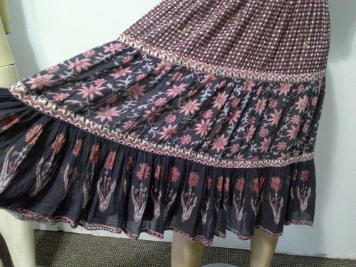 Rare True Vtg 60s 70s Block Print India Gauze Gypsy Hippie Boho Midi Dress Sz S - Picture 5 of 19