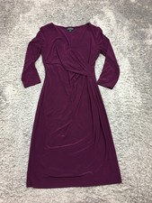 Lauren Ralph Lauren Wrap Effect Dress Womens Size 4 Purple Long Sleeve