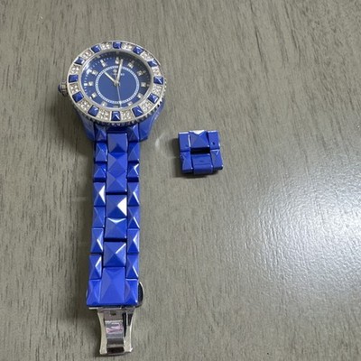 Adrienne  Blue Ceramic Bracelet Wristwatch Analog  Clasp Casual