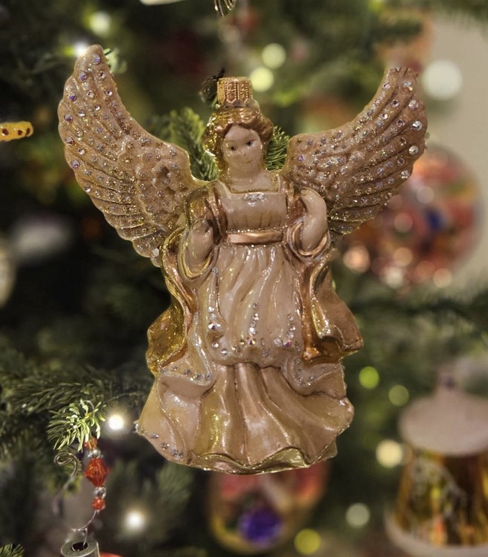 Jay Strongwater Golden Pearl Angel Ornament 2015 Swarovski MIB