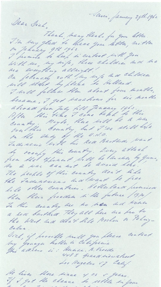 1962 Sorong Netherlands New Guinea Aerogramme to USA w/ Letter RE Manson - Image 3 of 3