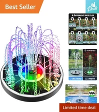 Stunning Solar-Powered Glass Fountain with Colorful Lights for Birdbaths & More