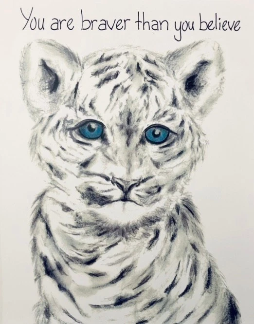 Impresión de arte de tigre, cita inspiradora, decoración de pared de animales Foto 2 de 2