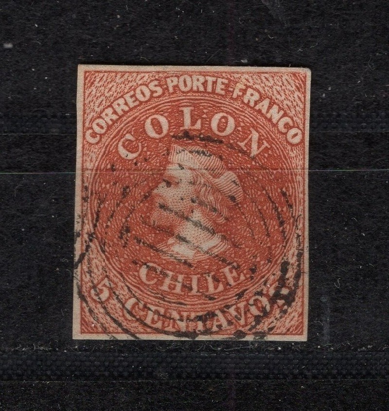 CHILE 1854 Desmadryl Sc.3 4 margins NO flaws I