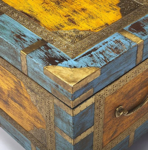 Vintage Brass Storage Trunk With Mango Wood - Picture 5 of 9