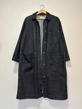 Toast Long Denim Coat 10 12 38 40 Pockets Utility Chore Overalls Layering Dress