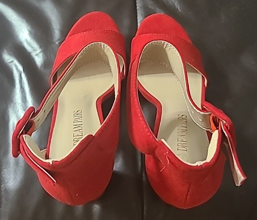 DREAM PAIRS Women's Hi-Lo High Heel Platform Pump Sandals SZ US 7 RED Faux Suede - Picture 10 of 24