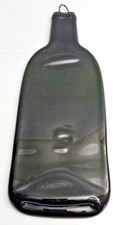 FLAT Dark Green GLASS WINE BOTTLE SPOON REST, CHEESE, GRAPES SERVER