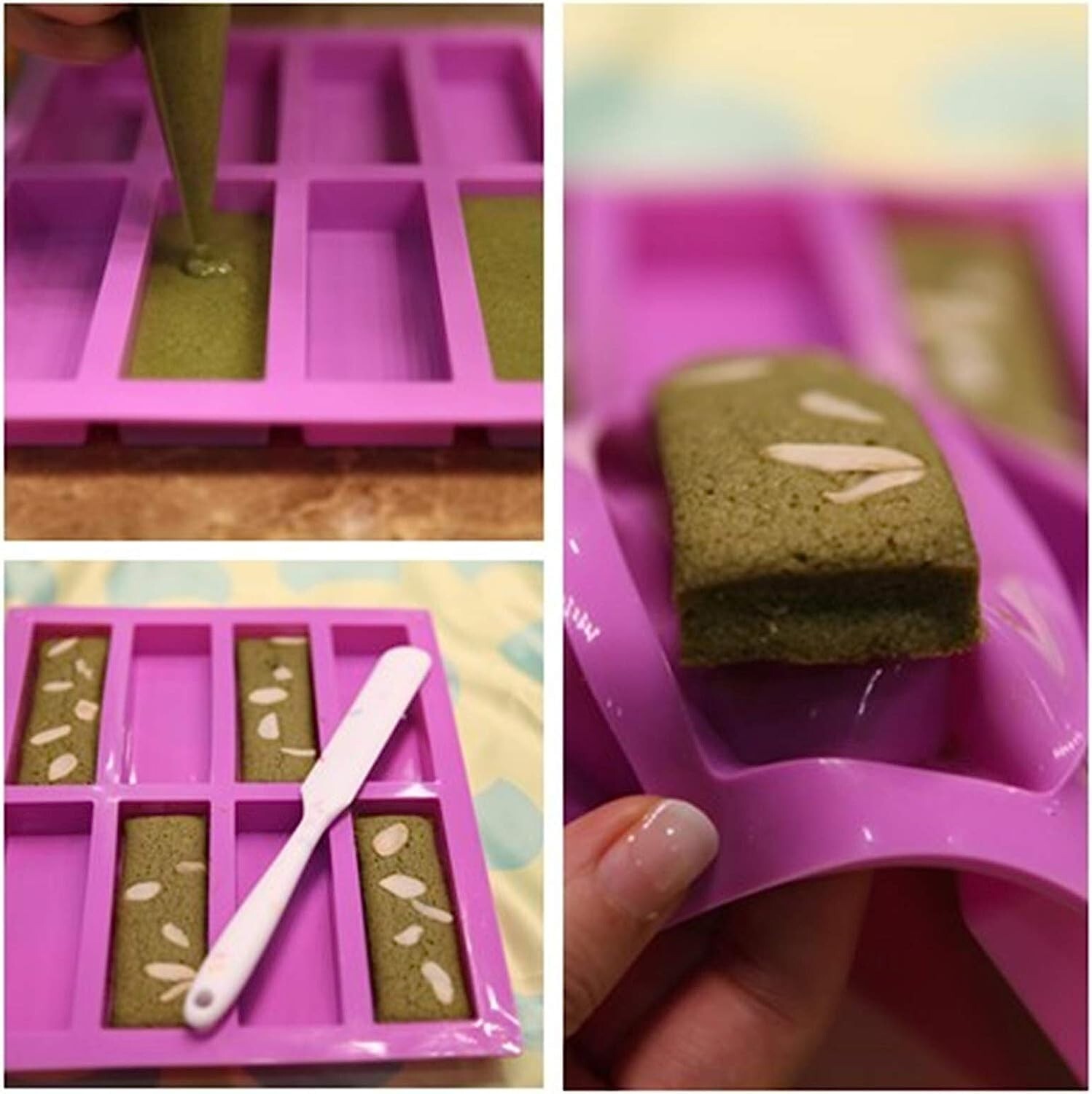 Large Rectangle Silicone Mold 2 PCS 8-Cavity Granola Bar Nutrition Cereal Bar