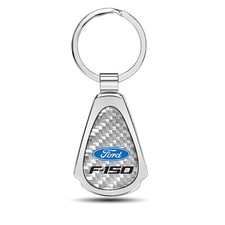 Ford F-150 Real Silver Dome Carbon Fiber Chrome Metal Teardrop Key Chain Ford F-150 Real Silver Dome Carbon Fiber Chrome Metal Teardrop Key Chain