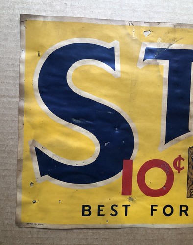 Rare Antique Vintage STAR TOBACCO 10 ct Original Paper Litho Sign Cigar Company - Picture 2 of 8