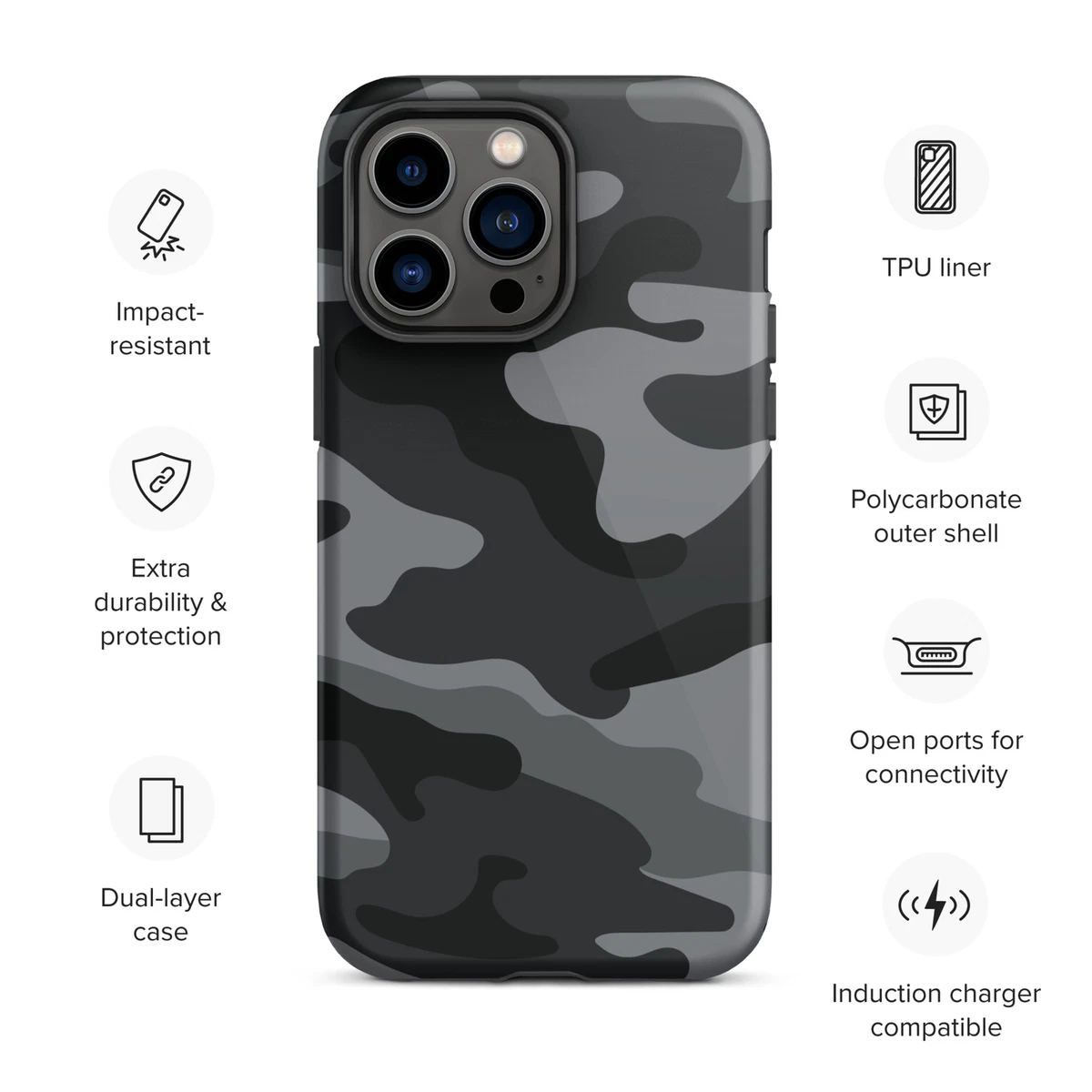 For iPhone 11 12 13 14 Mini Plus Pro Max Black and Gray