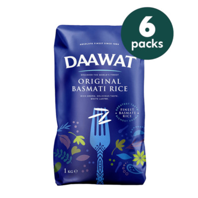 Daawat 6x1kg Original Basmatireis Premium Qualität Langer Korn Basmati Rice