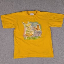 Vintage Disney Pixie Sweet T-Shirt Girls Medium Yellow Fairy Made In USA