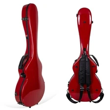 Crossrock Fiberglass Guitar Case for Les Paul Electric Guitars with TSA lock-Red