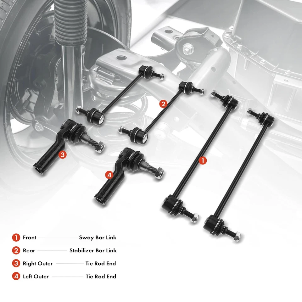 Barra estabilizadora delantera y trasera 6 piezas eslabón de extremo y extremo de barra de amarre para Land Rover LR2 08-15 Foto 2 de 4