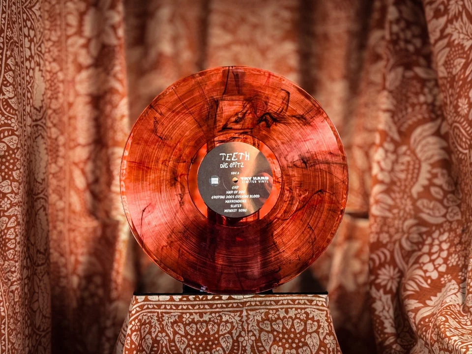 SIGNED Die Spitz Teeth Evangeline RED MARBLE vinyl sleater kinney bikini kill lp - Image 3 of 4