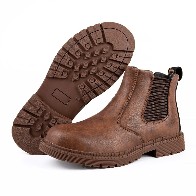 Non Slip Work Shoes Mens Manufacture Safety Shoes Waterproof Ankle Boots Brown